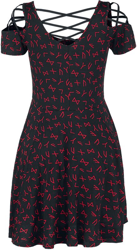 Rock Revival "Dress With Lacing And Runes" Mini Dress Black By Black Premium By EMP