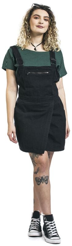 rock revival "Dungaree Wrap Dress" Mini Dress black by Forplay