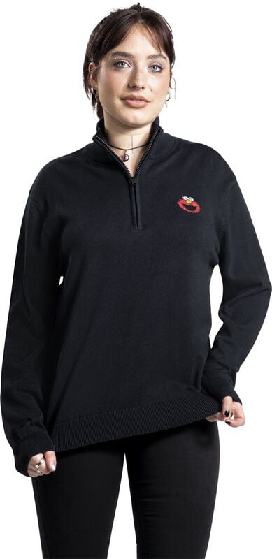 Rock Revival "Elmo - Half-zip Jumper" Knit Jumper Black By Sesame Street