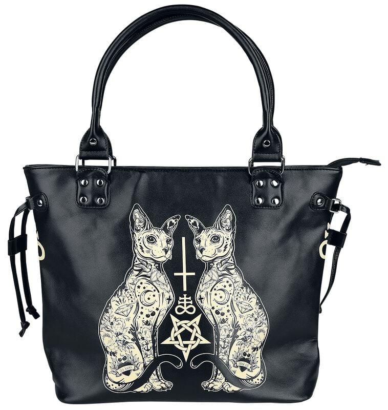 Rock Revival "Esoteric Cat Bag" Handbag Black-white By Banned Alternative