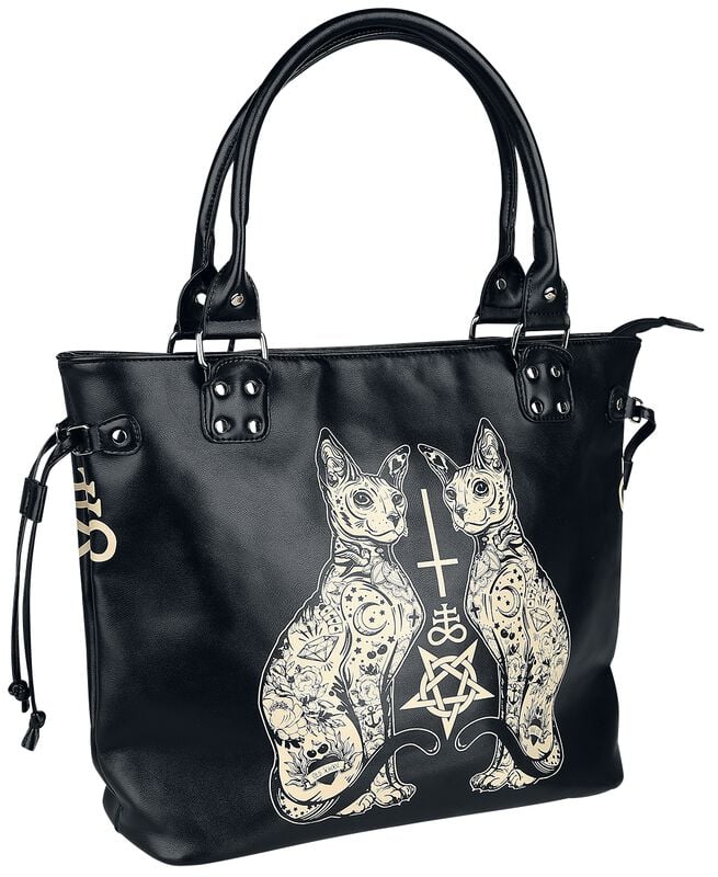 rock revival "Esoteric Cat Bag" Handbag black-white by Banned Alternative
