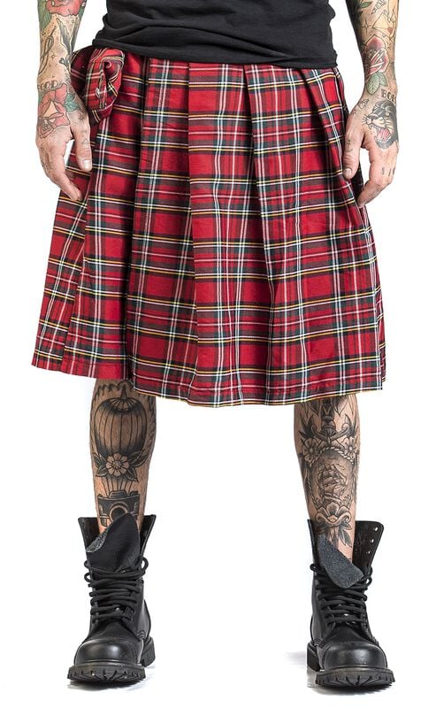 Rock Revival "Fear Is Over Kilt" Midi Skirt Red By Banned Alternative