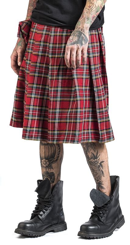 rock revival "Fear is Over Kilt" Midi Skirt red by Banned Alternative