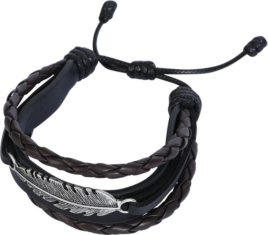 Rock Revival "Feather" Imitation Leather Bracelet Brown-black By RED By EMP