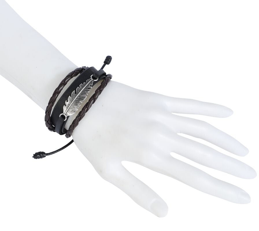 Rock Revival "Feather" Imitation Leather Bracelet Brown-black By RED By EMP