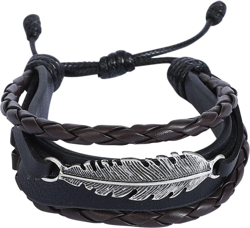 rock revival "Feather" Imitation Leather Bracelet brown-black by RED by EMP