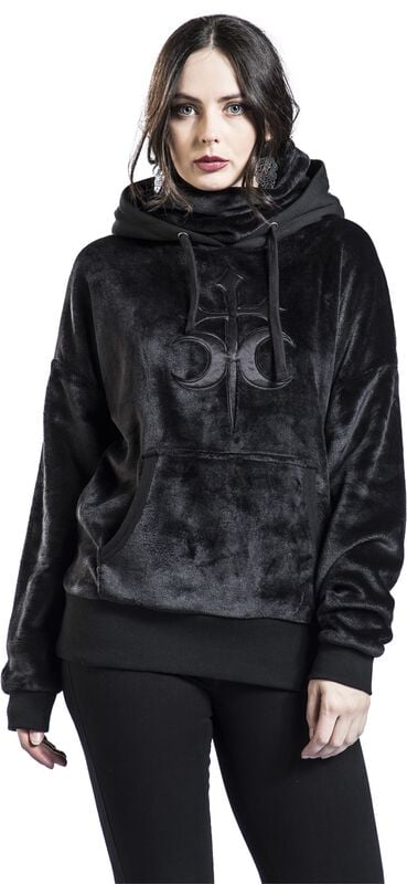 Rock Revival "Fluffy Hoody With High Collar" Hoodie Black By Gothicana By EMP