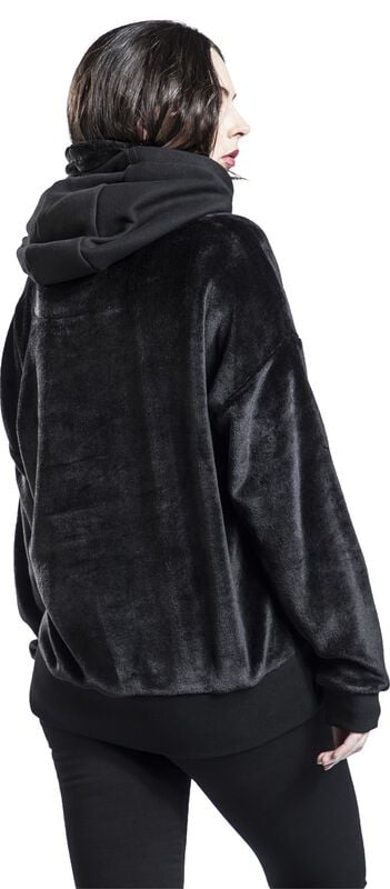 Rock Revival "Fluffy Hoody With High Collar" Hoodie Black By Gothicana By EMP