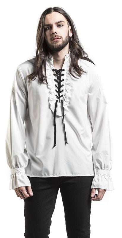 rock revival "Frilled Shirt with Lacing" Longsleeve white by Banned Alternative