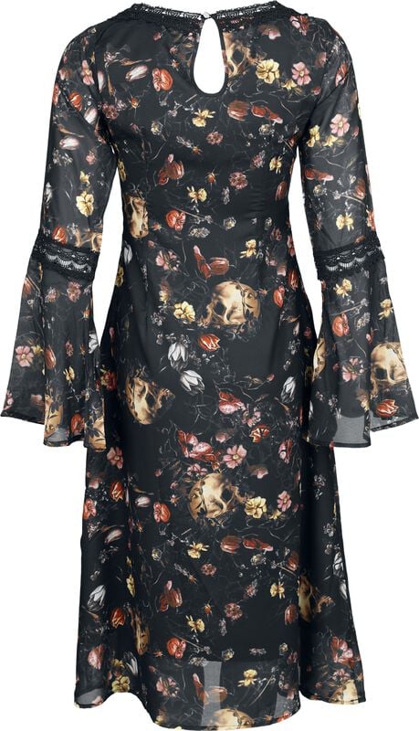 Rock Revival "Garden Of Skull Midi Chiffon Dress" Midi Dress Multicolour By Jawbreaker
