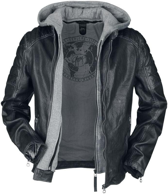 Rock Revival "GMORMEY LARETV" Leather Jacket Black-grey By Gipsy
