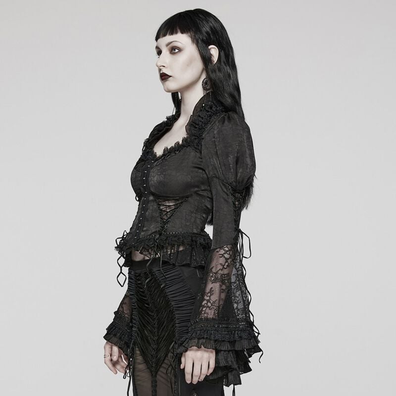 Rock Revival "Goth Gorgeous Shirt" Blouse Black By Punk Rave