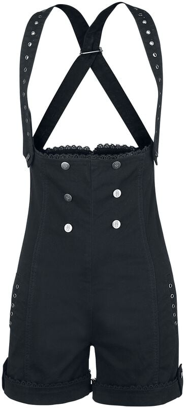 Rock Revival "Gothic Dungarees" Shorts Black By Gothicana By EMP