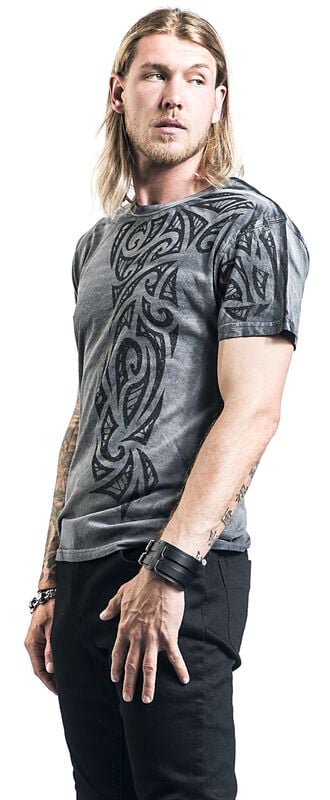 rock revival "Gothic Tattoo" T-Shirt grey by Outer Vision