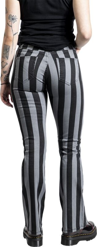Rock Revival "Grace - Black/Grey Striped Trousers" Cloth Trousers Black-grey By Gothicana By EMP