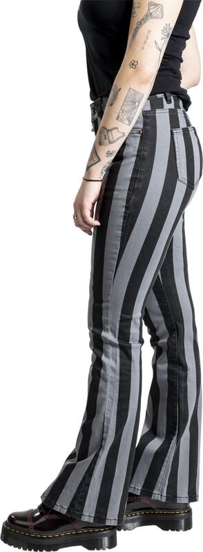 rock revival "Grace - Black/Grey Striped Trousers" Cloth Trousers black-grey by Gothicana by EMP