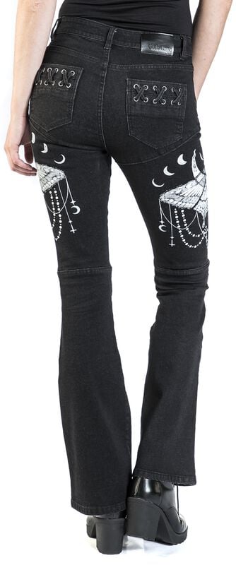 Rock Revival "Grace - Jeans With Elaborate Prints And Lacing" Jeans Black By Gothicana By EMP