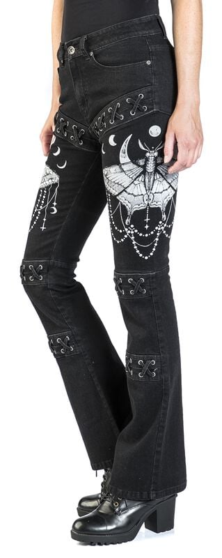 rock revival "Grace - Jeans with Elaborate Prints and Lacing" Jeans black by Gothicana by EMP