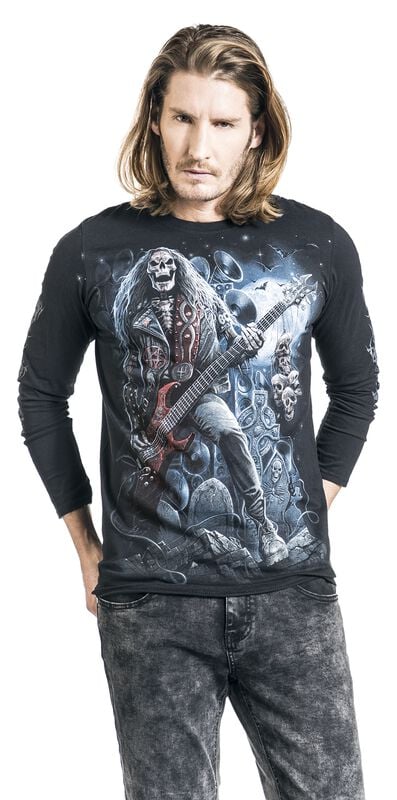 rock revival "Grim Rocker" Long-sleeve Shirt black by Spiral