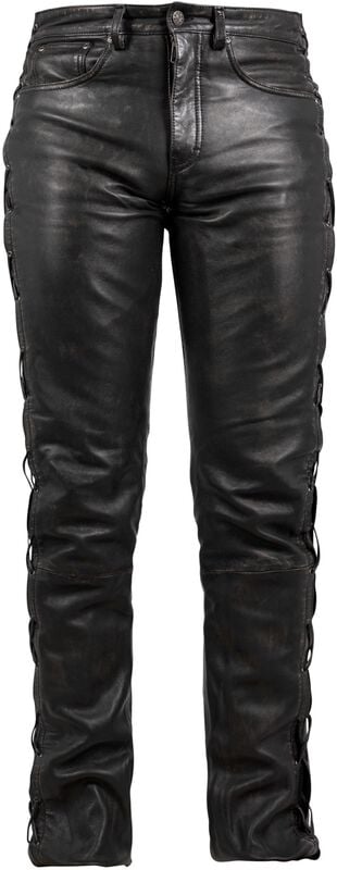 rock revival "GWMTie up Jeans" Leather Trousers black by Gipsy