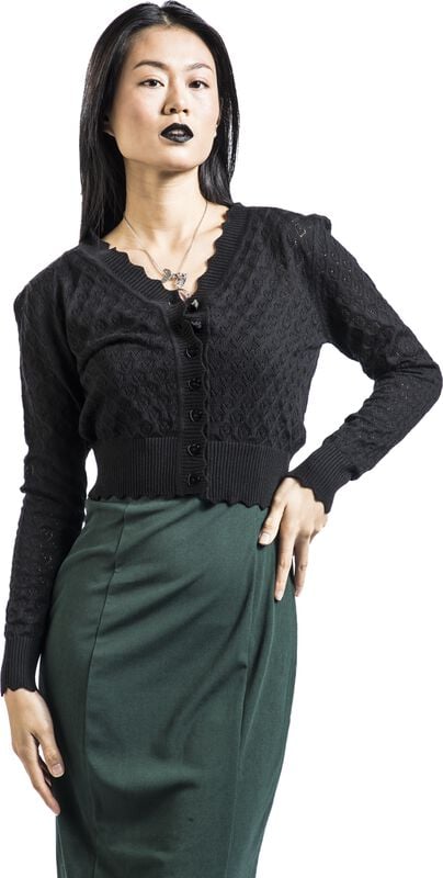 rock revival "Heart Pattern Scallop Edge Cardigan" Cardigan black by Voodoo Vixen