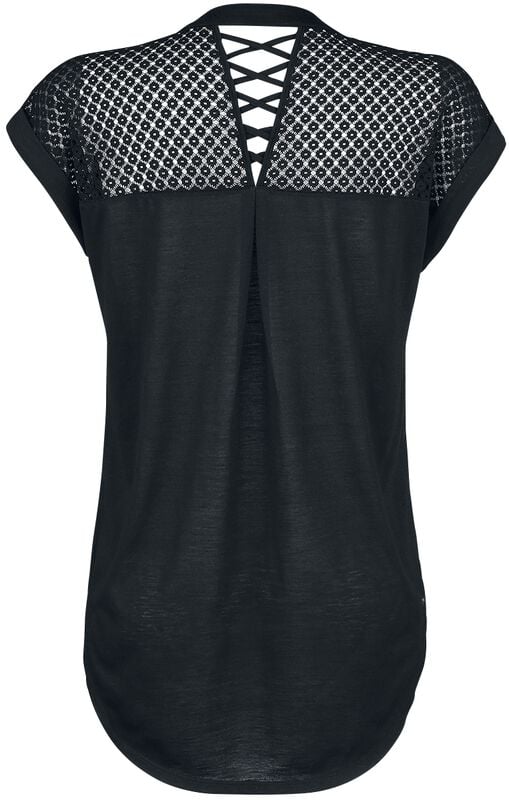 Rock Revival "Heeze - Back Lace Wide Slub Jersey Tee" T-Shirt Black By Rotterdamned