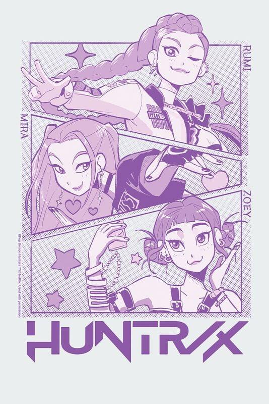 Rock Revival "Huntrix Manga Panels" Oversized T-shirt White By KPop Demon Hunters