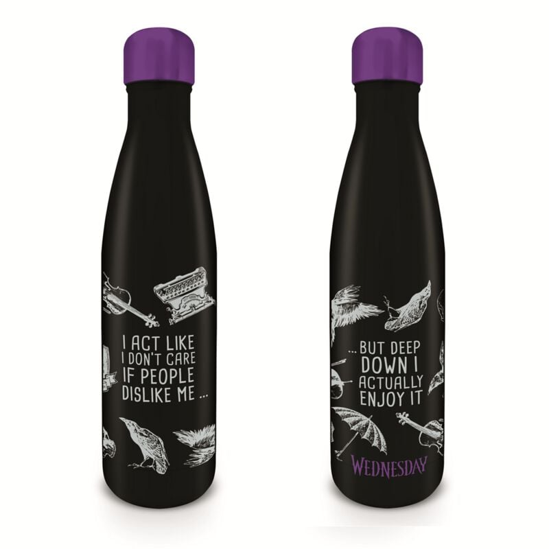 rock revival "I act like I don't care " Drinking Bottle black-white by Wednesday