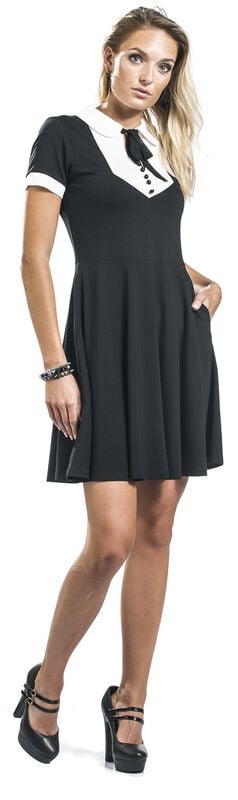 Rock Revival "In A Mood Tie Neck Dress" Mini Dress Black-white By Jawbreaker