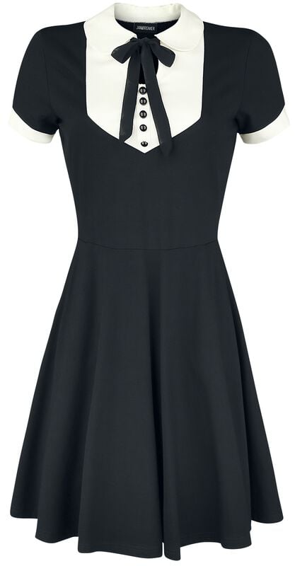 rock revival "In A Mood Tie Neck Dress" Mini Dress black-white by Jawbreaker