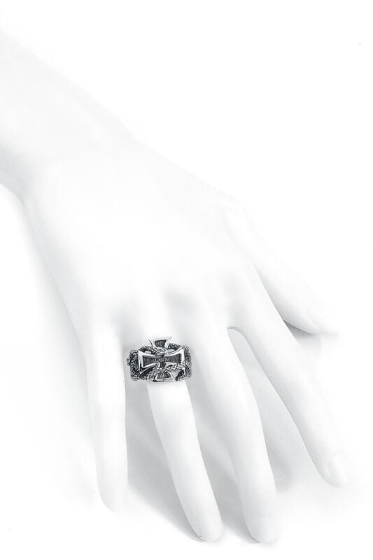 Rock Revival "Iron Cross With Snakes" Ring Silver-coloured By EtNox Hard And Heavy