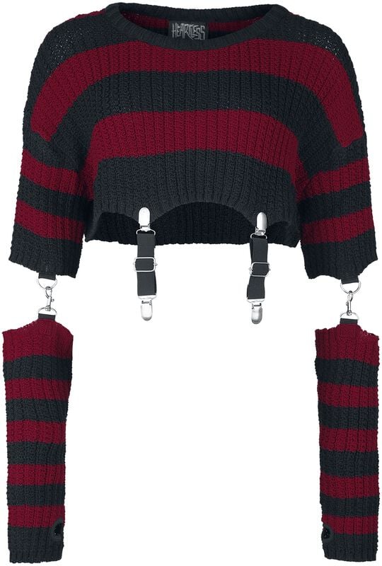 rock revival "Isadora Top" Knit jumper black-red by Heartless