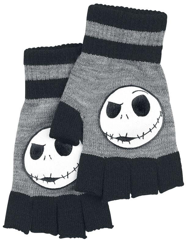 rock revival "Jack Face" Fingerless gloves mixed grey-black by The Nightmare Before Christmas