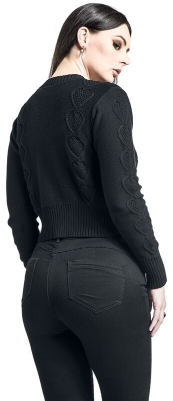 Rock Revival "Jazmine 1940s Black Heart Knit Cardigan" Cardigan Black By Voodoo Vixen