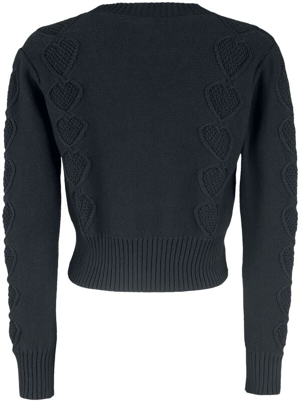 Rock Revival "Jazmine 1940s Black Heart Knit Cardigan" Cardigan Black By Voodoo Vixen