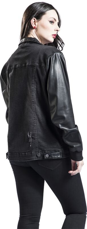 Rock Revival "Jeans Jacket With Faux Leather Details" Jeans Jacket Black By Black Premium By EMP