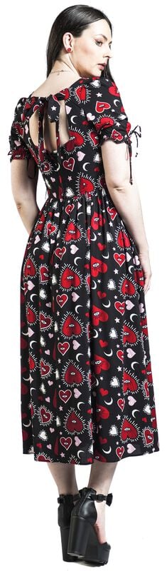 Rock Revival "Kate Heart Dress" Maxi Dress Black-red By Hell Bunny