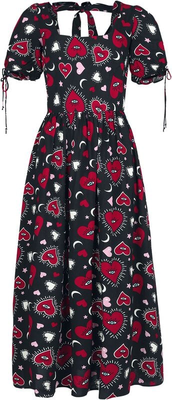 Rock Revival "Kate Heart Dress" Maxi Dress Black-red By Hell Bunny