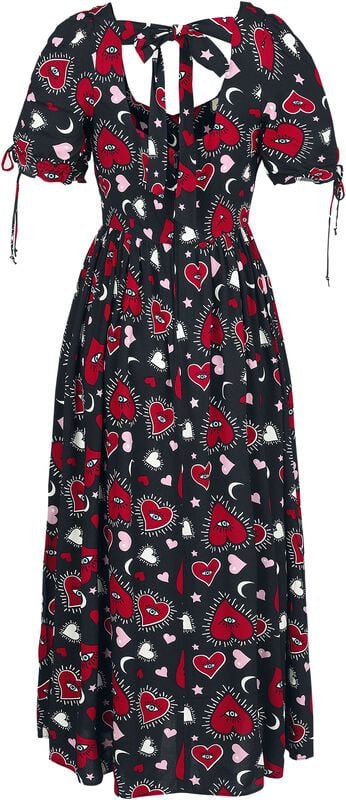 Rock Revival "Kate Heart Dress" Maxi Dress Black-red By Hell Bunny
