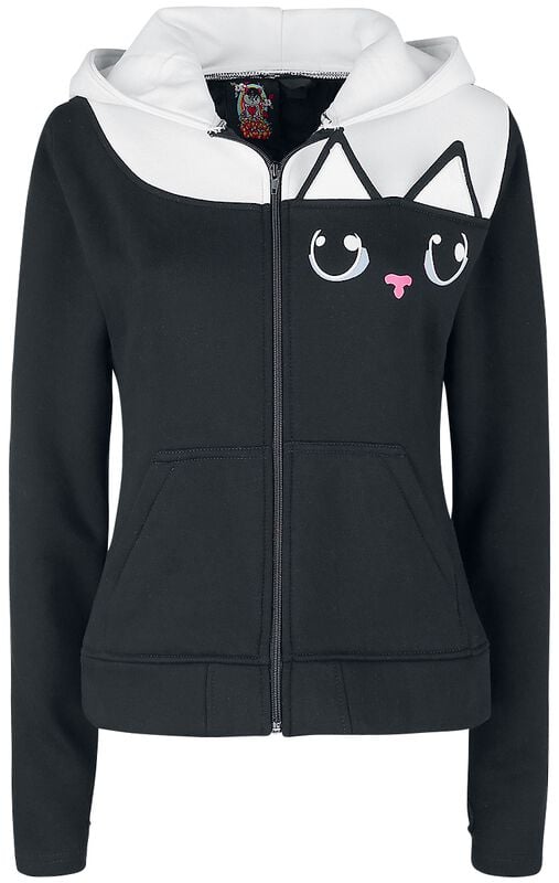 Rock Revival "Kitty Hood" Hoodie Jacket Black-white By Cupcake Cult