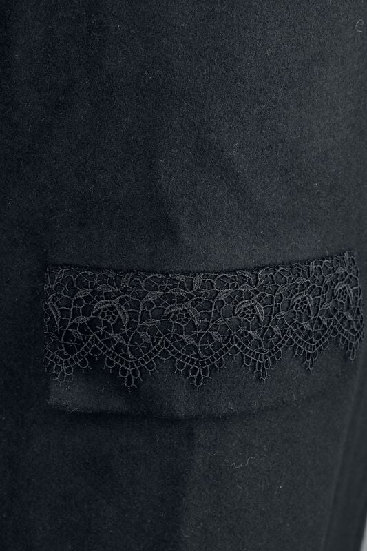 Rock Revival "Lace Trim Boxy Double-Breasted Coat" Coat Black By Jawbreaker