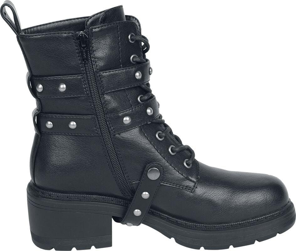 Rock Revival "Lace-up Boots With Buckles" Boot Black By Rock Rebel By EMP