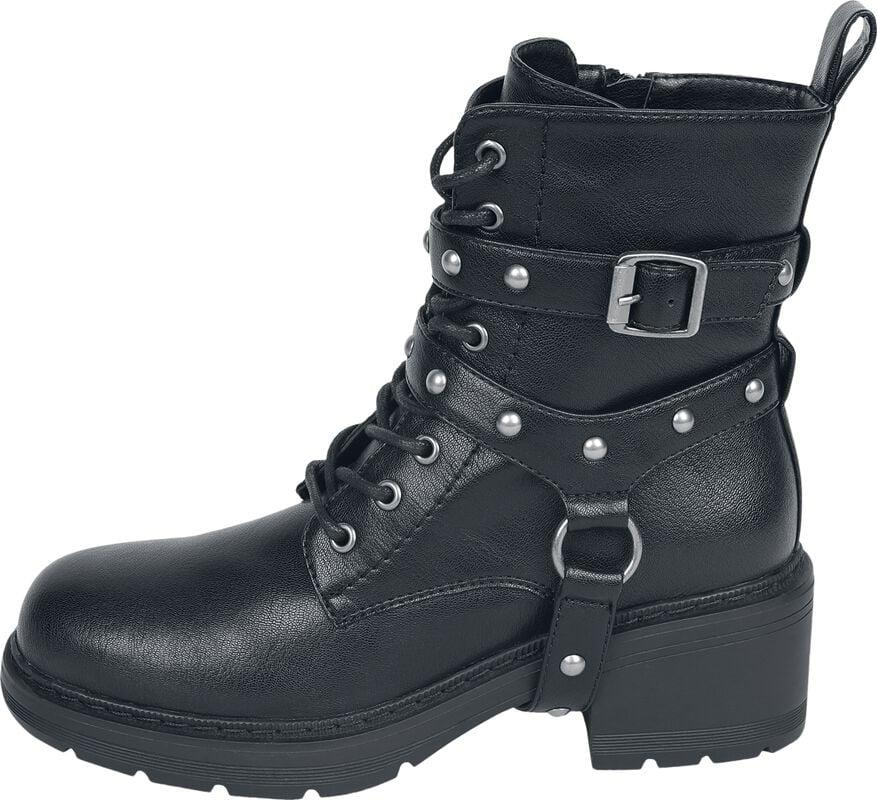 Rock Revival "Lace-up Boots With Buckles" Boot Black By Rock Rebel By EMP