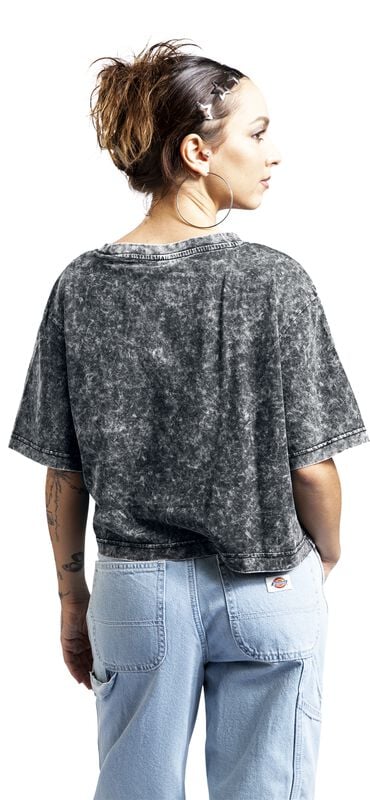 Rock Revival "Ladies Acid Washed Cropped T-shirt" T-Shirt Grey By Build Your Brand