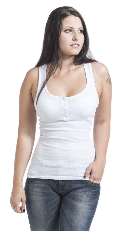 Rock Revival "Ladies Button Tanktop" Top White By Urban Classics