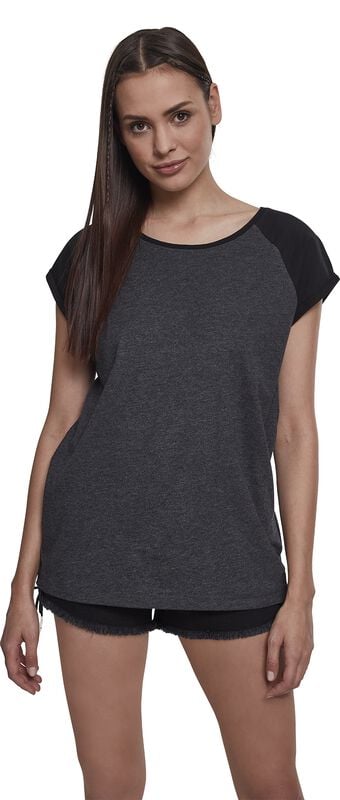 Rock Revival "Ladies Contrast Raglan Tee" T-Shirt Charcoal-black By Urban Classics