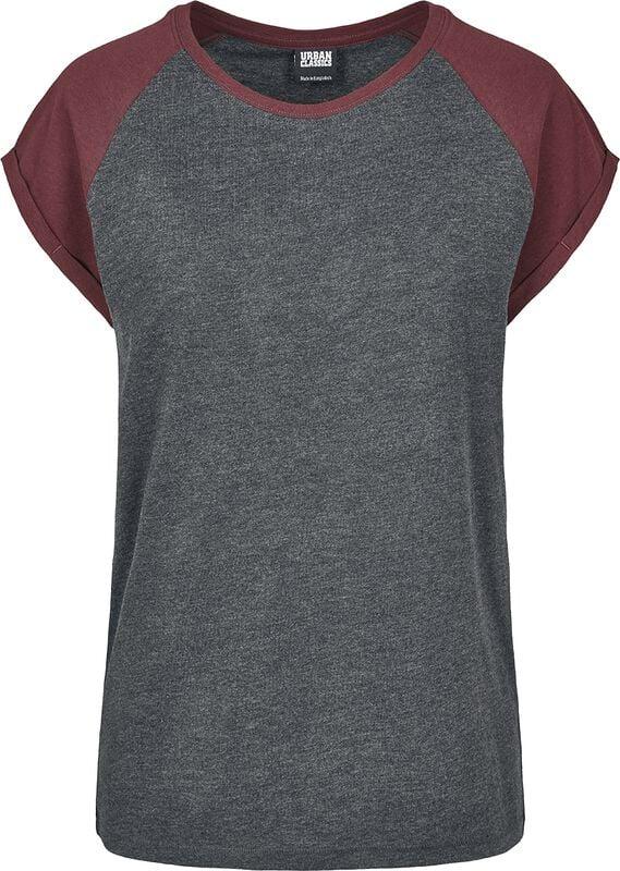 rock revival "Ladies Contrast Raglan Tee" T-Shirt grey/wine red by Urban Classics