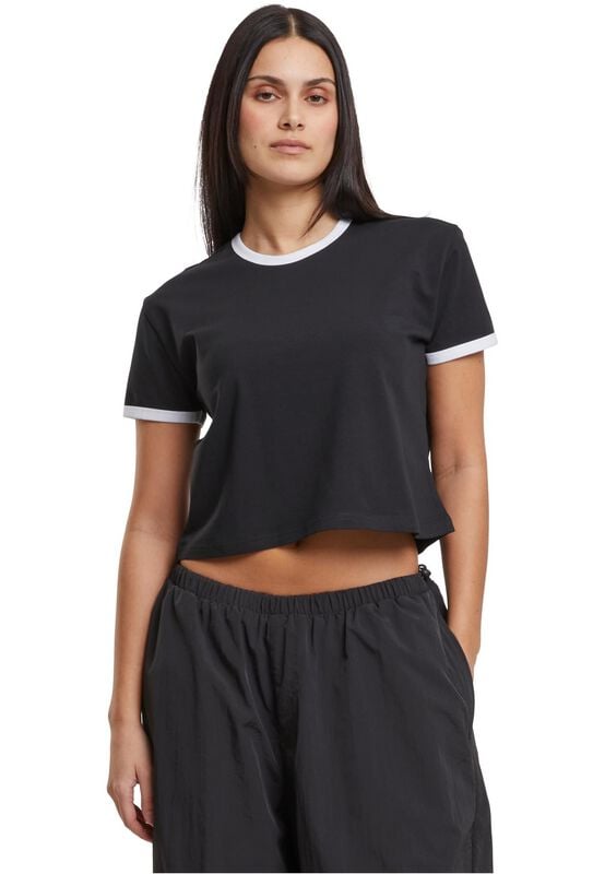 Rock Revival "Ladies' Contrast Retro T-shirt" T-Shirt Black-white By Urban Classics