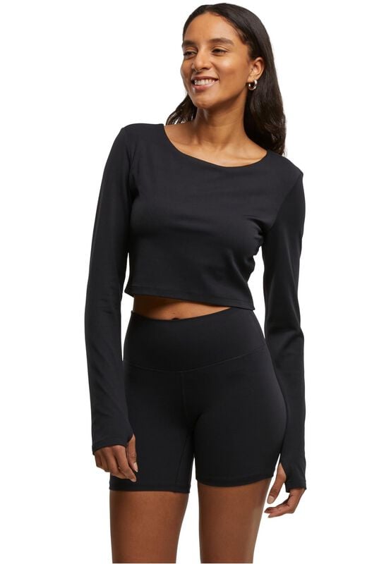 rock revival "Ladies' Cropped Sports Top" Long-sleeve Shirt black by Urban Classics