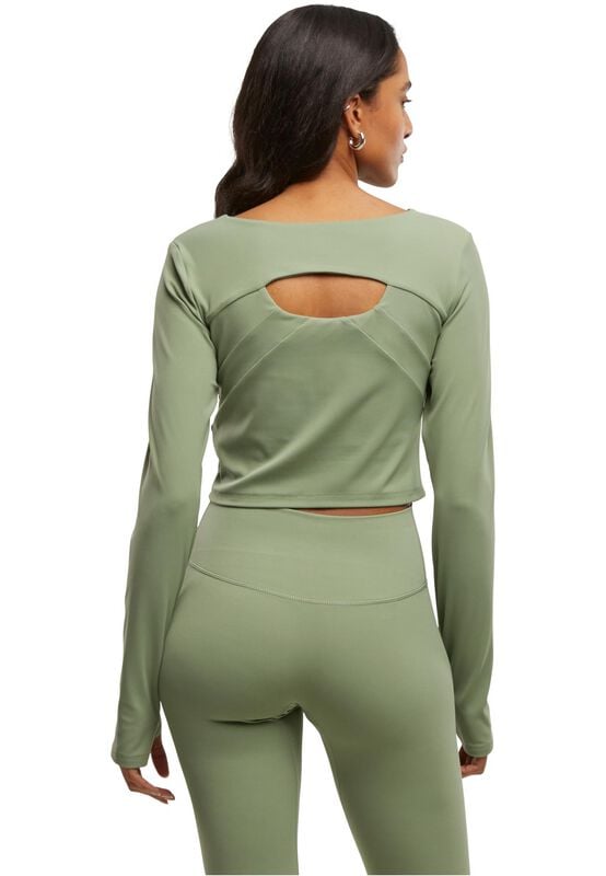 Rock Revival "Ladies' Cropped Sports Top" Long-sleeve Shirt Green By Urban Classics
